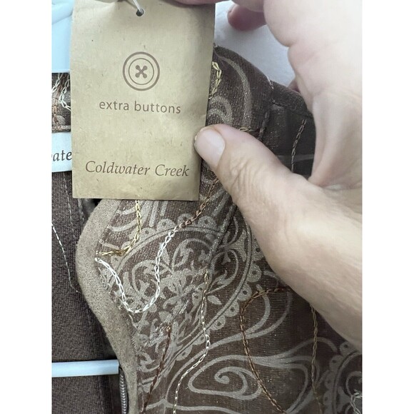 Coldwater Creek Jacket Womens 8 Brown Embroidered Asian Collar Boho NWT - Picture 8 of 12